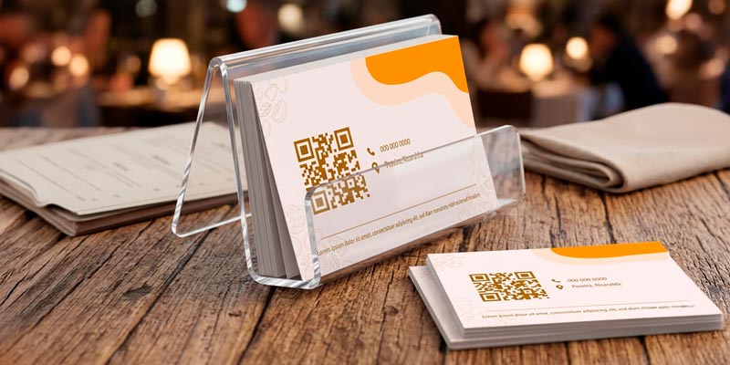 Tarjetas para domicilios de restaurantes con código QR